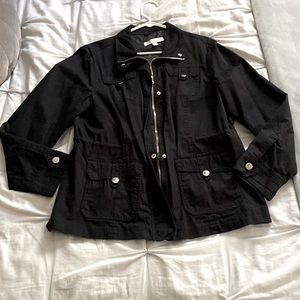 New York & Company Large, Black Anorak Jacket with Silver Hardware